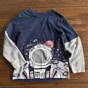 Hanna Andersson Space Explorer Long Sleeve Tee - Navy and Gray